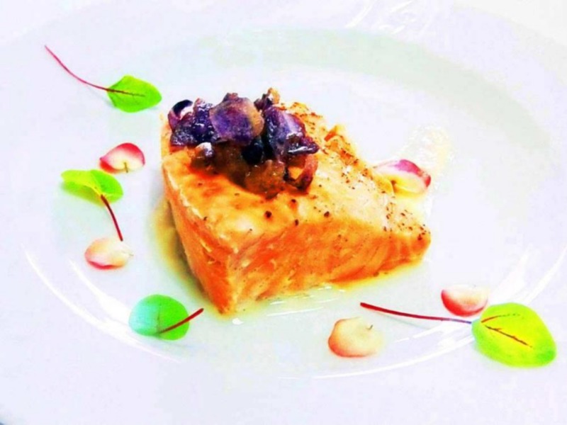 Salmone al vapore di early grey smoke