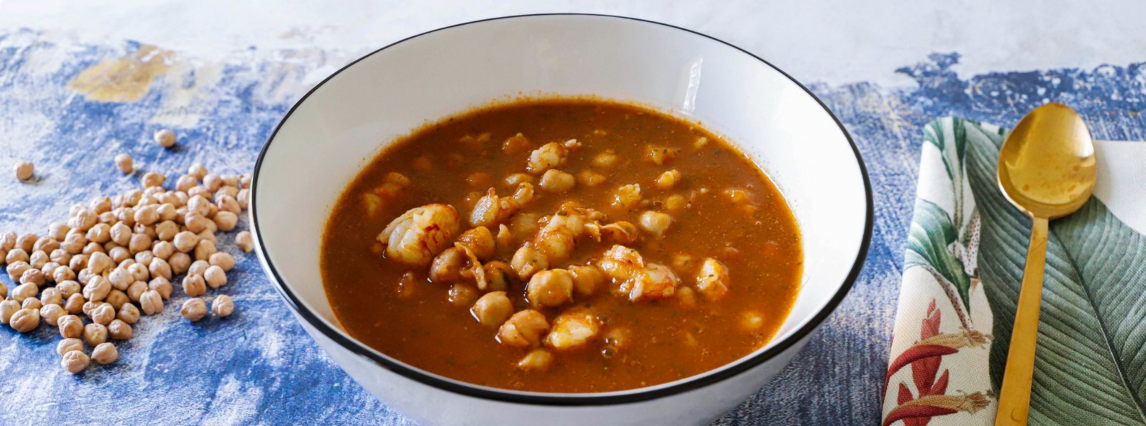Zuppa di ceci e gamberi