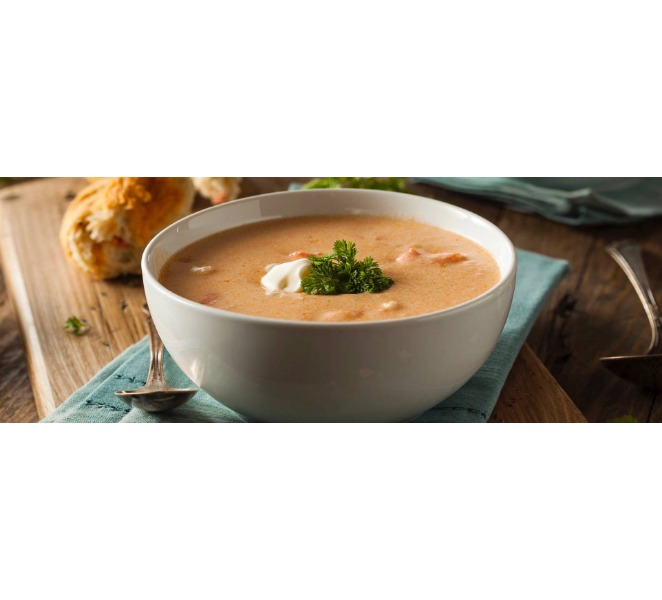 Zuppetta di pesci di scoglio con funghi porcini e bisque di crostacei