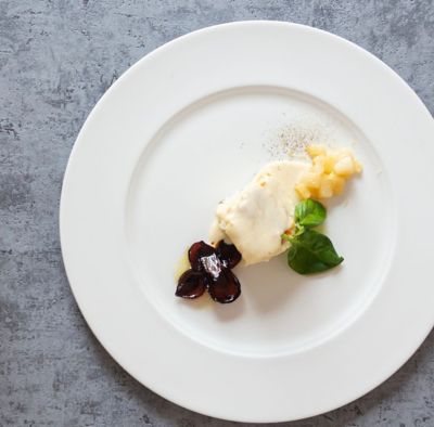 Baccalà al latte, pere e cipolle caramellate al balsamicoalt