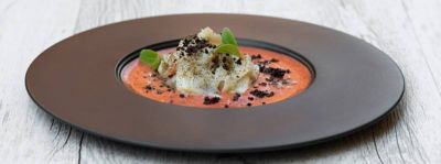 Carpaccio di merluzzo con gazpachoalt