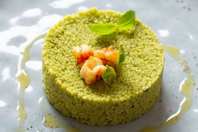 Cous cous alle erbe aromatiche con code di gamberoalt