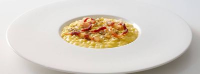 Riso con pancetta e zabaione di pecorino alt