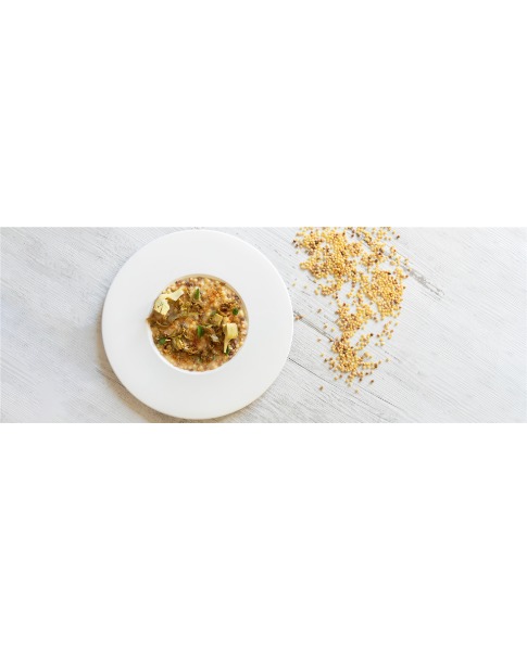 Fregola al limone con carciofi e bottarga