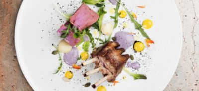Agnello, lingue di gatto e cavolo rossoalt
