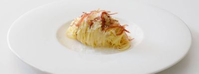 Maccheroncini di Campofilone con parmigiano, culatello e aceto balsamicoalt