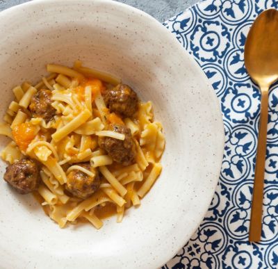 Pasta mista zucca e polpettealt