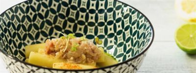 Candele con ceviche di ombrinaalt