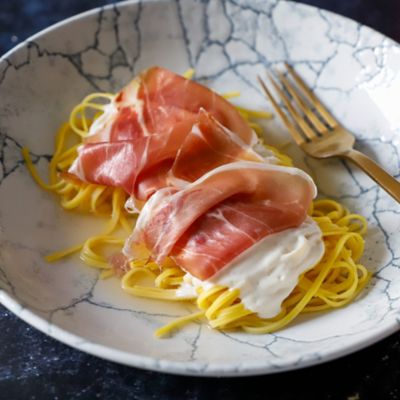 Tagliolini alla doppia panna con Prosciutto di Parma DOPalt