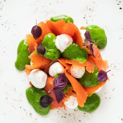 Salmone, ricotta al pepe e salsa di rucolaalt
