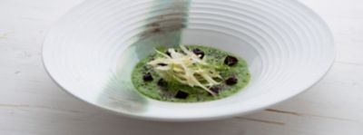 Crema di cime di rapa con barbabietola, finocchi e semi di chiaalt