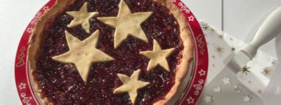 Crostata di quinoa e riso con confettura di mirtilli rossialt