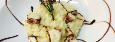 Risotto mantecato alla carbonara di polpo alt