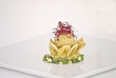 Banana croccante con baccalà mantecatoalt