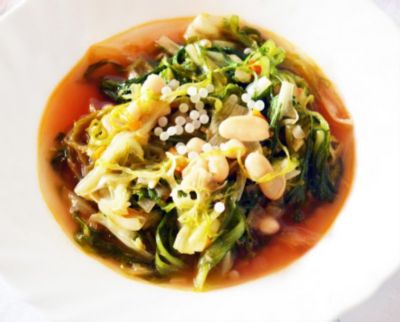 Cannellini e scarola riccia con dashi di shiitake e caviale di lumacaalt