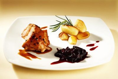 Cosciotto di maialino allo zenzero con cipolle caramellate al vino rossoalt