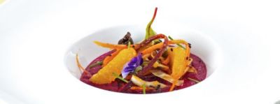 Insalata di cavolo cappuccio e carote marinate in crema di zucca e zenzeroalt