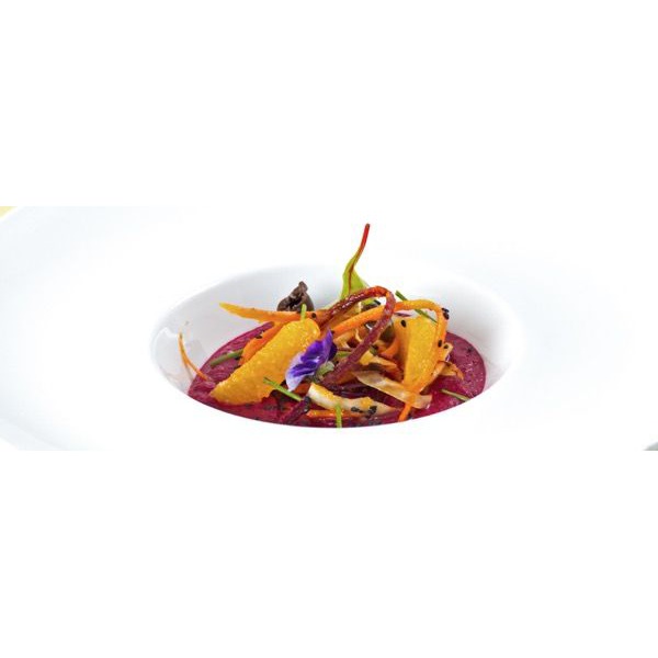 Insalata di cavolo cappuccio e carote marinate in crema di zucca e zenzero