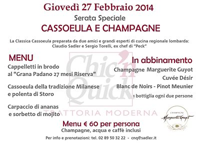 Domani da Claudio Sadler cassoeula e champagne