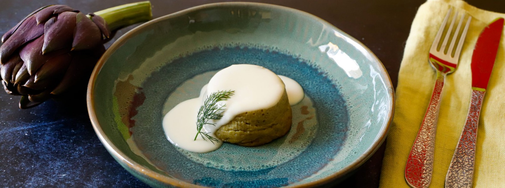 Flan di carciofi con fonduta di Parmigiano, ricetta vegetariana