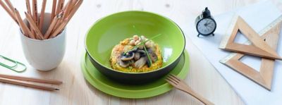 Frittata di albumi all'erba cipollina con funghi e cecialt