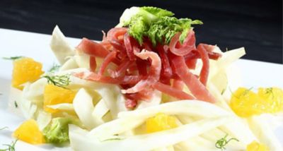 Insalatina di finocchi con bresaola e aranciaalt