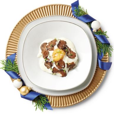 Fonduta di caciocavallo con tuorlo panato, crema di patate e tartufoalt