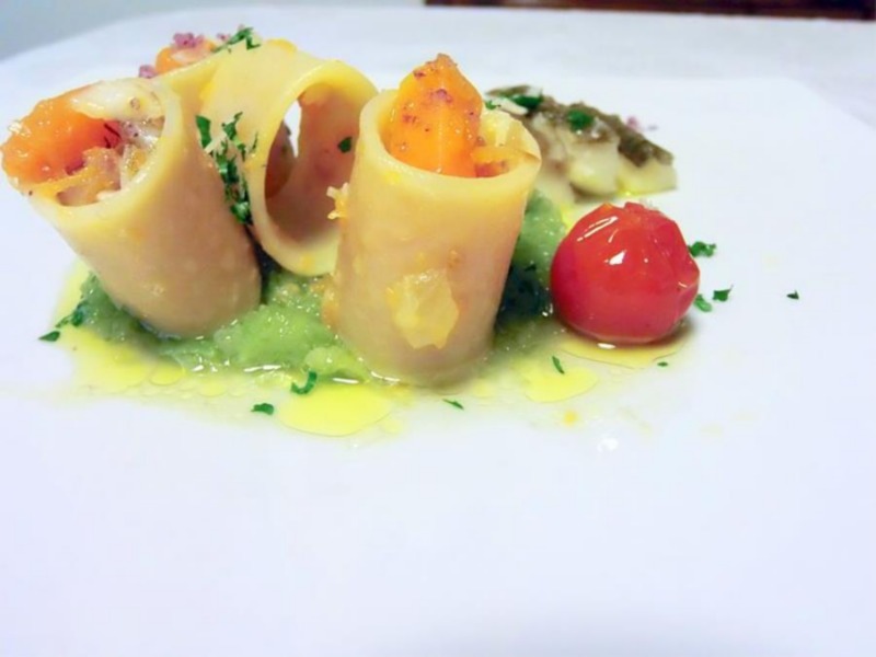 Paccheri con accio e baccalà