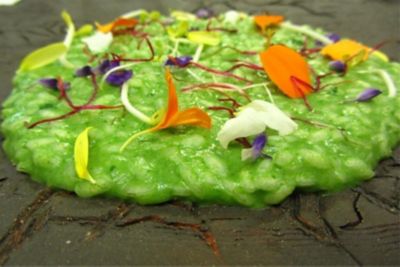 Risotto alle erbette con germogli e fiori alt