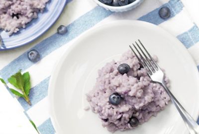 Risotto ai mirtilli con grappa di proseccoalt
