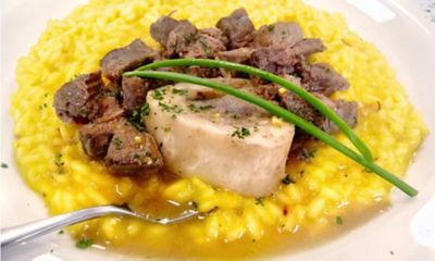 Risotto alla milanese con dadini di ossobuco agrumatialt