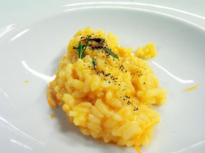 Risotto con zucca gialla ed emulsione di baccalàalt