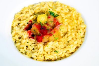 Risotto di brodo dashi con scorfano in agrodolcealt