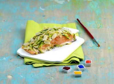Salmone norvegese in crosta di zucchine e mandorlealt