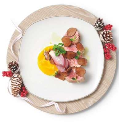 Tagliata piemontese con zucca, scalogno al caffè e tartufoalt