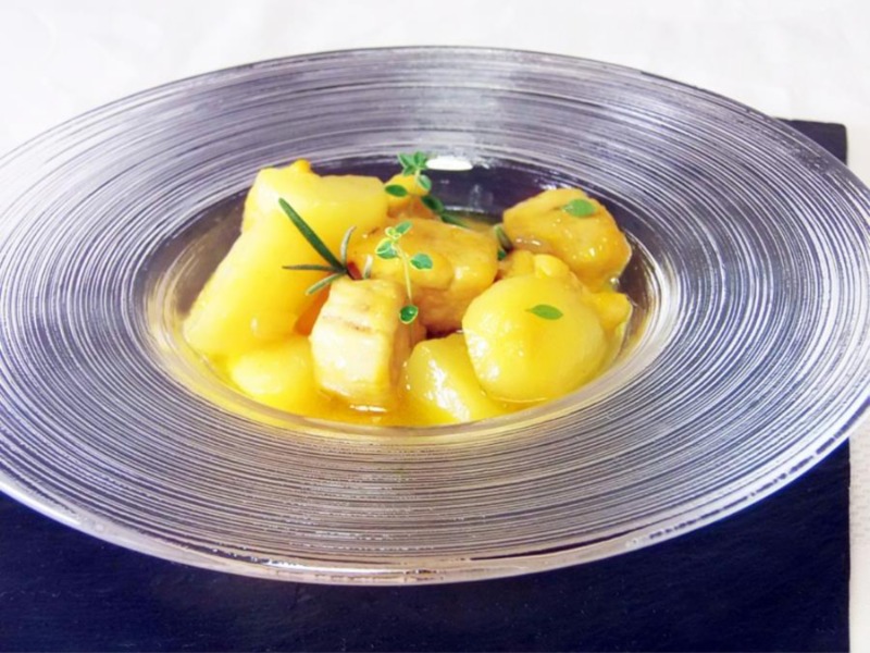 Zuppetta di faraona e patate alla birra