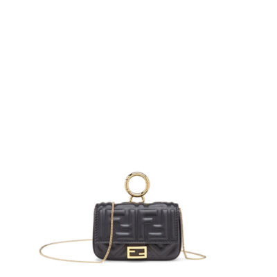 FENDI Baguette Chain Shoulder Bag Black Nappa Leather – COCOON