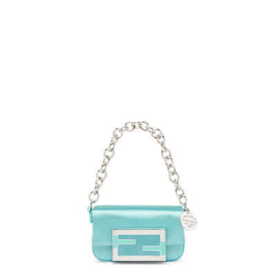 Fendi x Tiffany Nano Baguette Bag Light Blue Silk Sterling Silver Hard –  Madison Avenue Couture