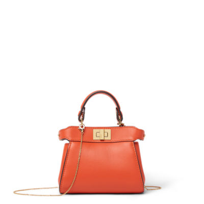 25年春夏新作 FENDI ナノ ピーカブー ＊オレンジ＊ ピーカブー ミニ レザー ベージュ | Fendi