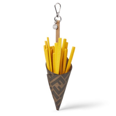 即発 FENDI モンスター ファー バッグチャーム キーホルダー 黄