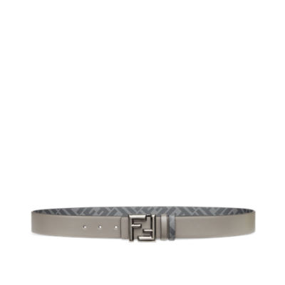 FF Rounded Belt - Dove gray leather reversible belt | Fendi