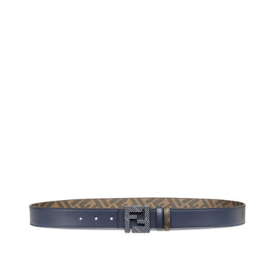 Squared FF belt - Blue leather reversible belt | Fendi