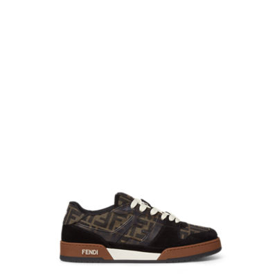 Tenis Fendi Match Tenis de cana baja de jacquard FF cafe y ante negro Fendi