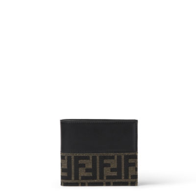 FENDI FFズッカジャカード／ブラックレザー 二つ折り財布