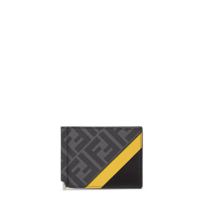 Fendi FF Leather Money Clip Card Holder