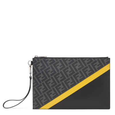 Fendi Ff Motif Flat Pouch Bag in Black for Men