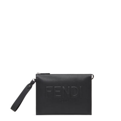 Fendi Roma Clutch Black leather pouch Fendi