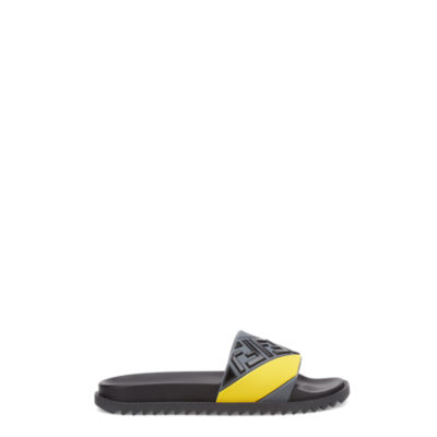 Fendi black best sale rubber slides