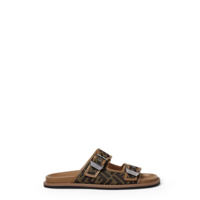 Fendi Feel Sandals Fabric Brown Fendi