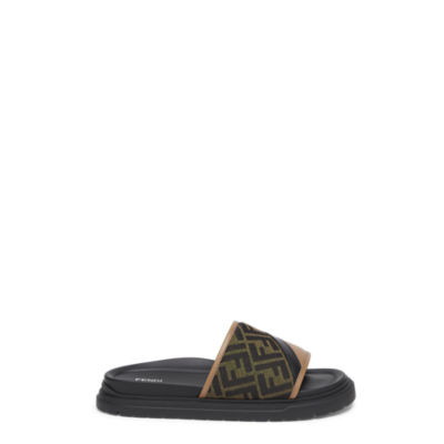 Fendi black rubber slides hotsell